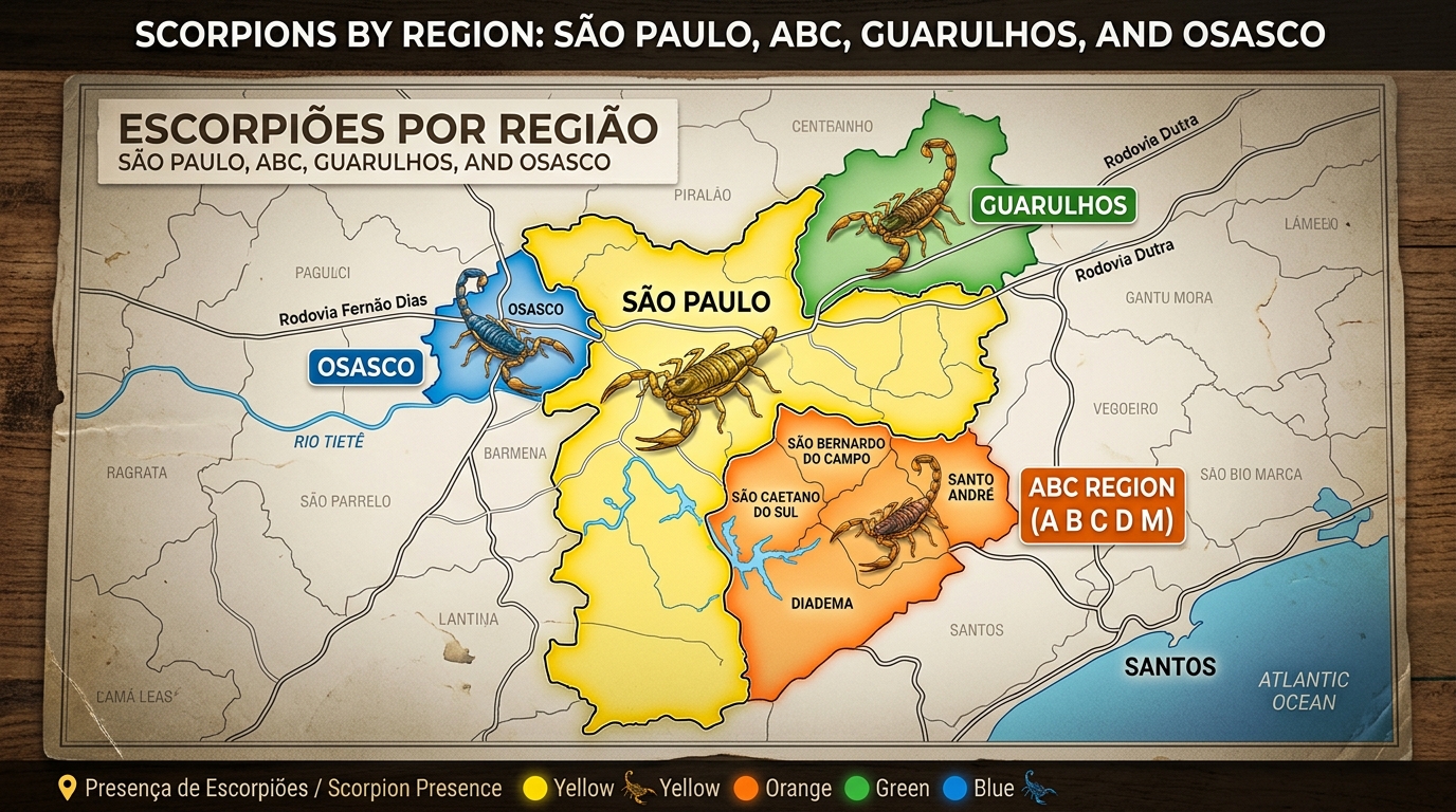Escorpiões por Região: São Paulo, ABC, Guarulhos e Osasco