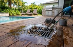Ralo da Piscina ou da Área Gourmet Transbordando Como Limpar Redes de Lazer sem Quebrar o Deck