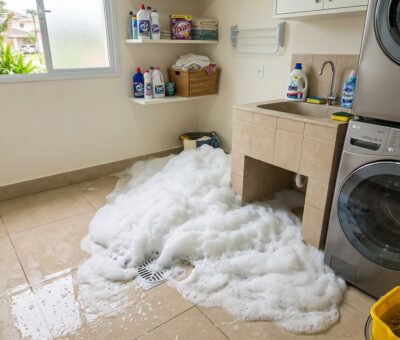 Espuma Saindo pelo Ralo da Lavanderia